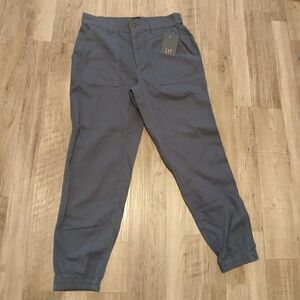 NWT Gap Women's Grey and Blue Pants with Elastic Waistband Size Small